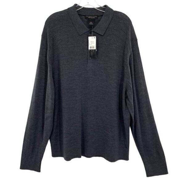 Bloomingdale’s The Men’s Store Merino Wool Long Sleeve Polo Sweater New